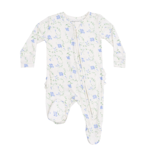 2 Way Zipper Ruffle Back Footie - Sweet Vines