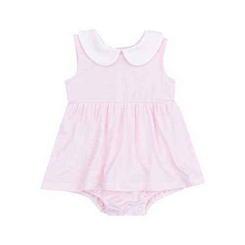 Stripe Classic Pink Collared Bubble w/ Skirt