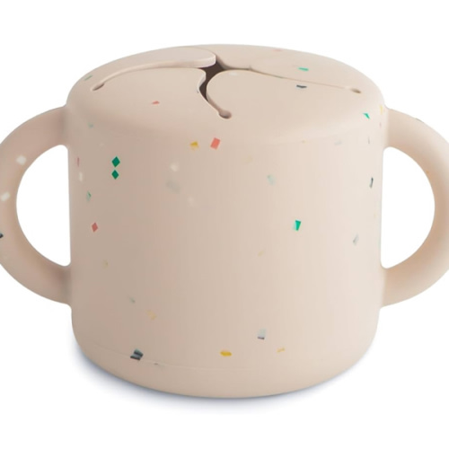 mushie Silicone Snack Cup | Spill Proof Food Container for Toddler and Baby (Vanilla Confetti)