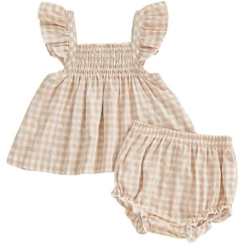 Mubineo Baby Girl Summer Clothes Cute Ruffle Tops Dress Shorts Outfits Set Infant Toddler Shrit Bloomers Princess Outfit