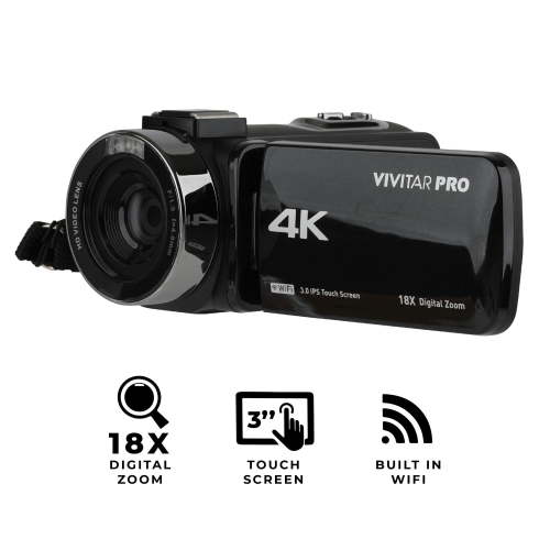 Vivitar 4K HD Digital Zoom Video Camcorder, Professional Vlogging, Night Vision, WIFI, Remote Control for YouTube Movies