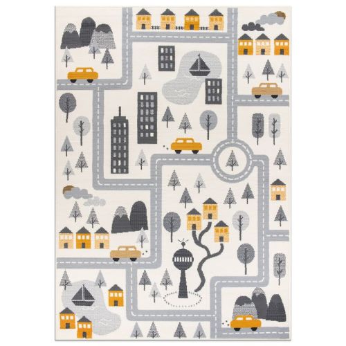 World Rug Gallery Adventureville Kids Play Road Area Rug - Cream 7'10"x10'