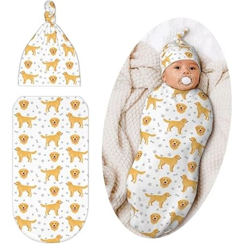 Golden Retriever Dog Swaddle Blanket, Soft Swaddling Blanket, Dog Baby Items Stuff