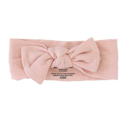 Lovely Pink Waffle Bamboo Knit Large Bow Headwrap