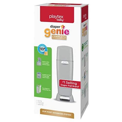 Playtex Diaper Genie Complete Pail with Built-In Odor Controlling Antimicrobial, Includes Pail & 1 Refill, Grey , 8.36 Pound