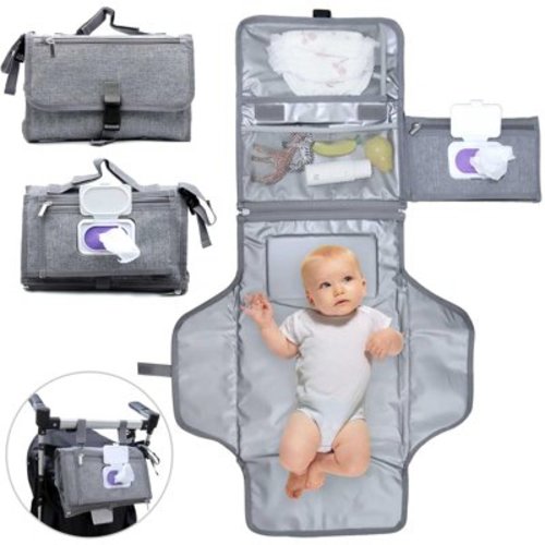 DERCLIVE Portable Diaper Changing Pad for Newborn Foldable Detachable Baby Changing Station Kit with Wipes Pocket for Shower Travel