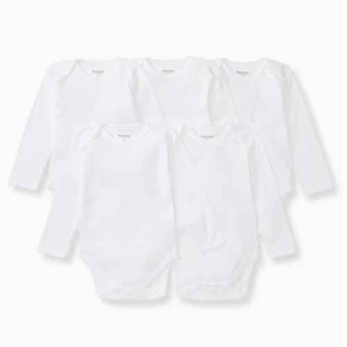 Bee Essentials Organic Long Sleeve Baby Bodysuit 5 Pack