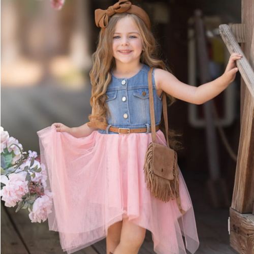 Giddy Up, Western Denim and Pink Dress