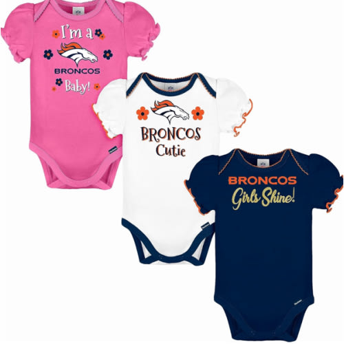 Gerber Baby Girls' NFL Team 3 Pack Short Sleeve Onesie Bodysuit