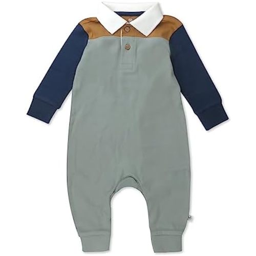 HonestBaby baby-boys Rugby Color Blocked Romper Coverall Organic Cotton
