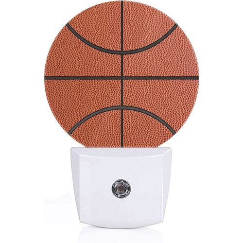 Basketball Line LED Night Light Ball Game Sports Orange Black Dusk to Dawn Round Lamp Auto Sensor for Bathroom Hallway Living Room