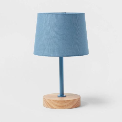 Kids' Table Lamp Blue - Pillowfort™: Nightstand Light, Drum Shade, Wood & Metal, 60w, Etl Listed