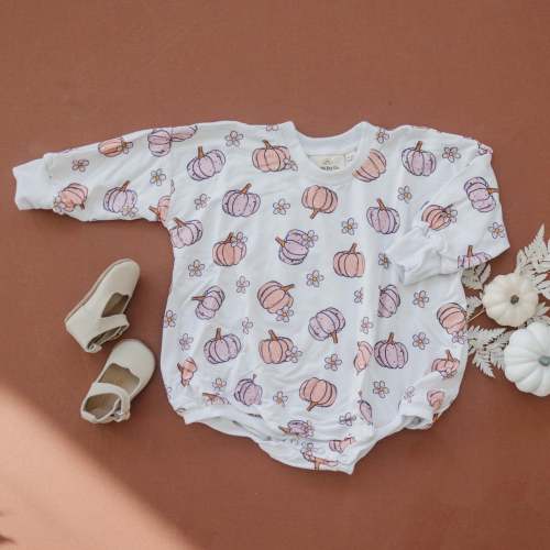 Pastel Pumpkins Bamboo Bubble Romper | Little Joy Co.