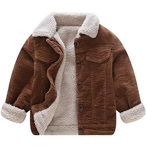 Toddler Boy Winter Corduroy Jacket Baby Girl Fall Sherpa Lined Outwear Coat