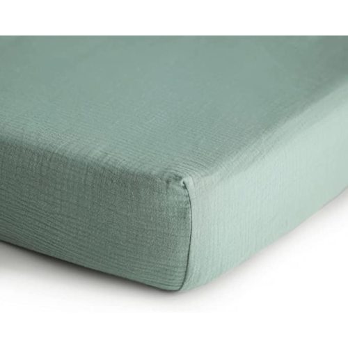 mushie Extra Soft Muslin Fitted Crib Sheet | 28"x 52" (Roman Green)