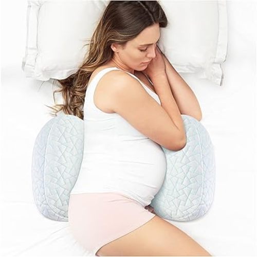 Pregnancy Pillows for Sleeping, Portable Maternity Pillow with Cooling Removable Cover, Adjustable Travel Wedge Pillow for Side Sleeper, Back, Belly & Hip Support, Multi-Use for Pregnant Women
