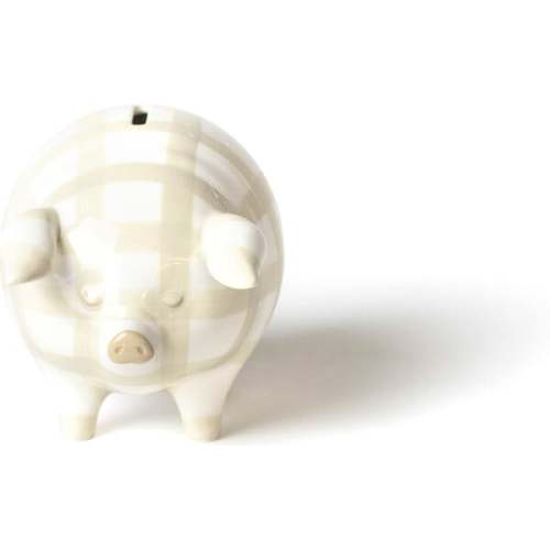 Gingham Piggy Bank, Ecru - Coton Colors | Maisonette