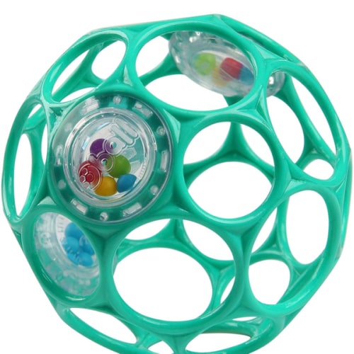 Bright Starts Oball Easy-Grasp Rattle BPA-Free Infant Toy in Teal, Age Newborn and up, 4 Inches