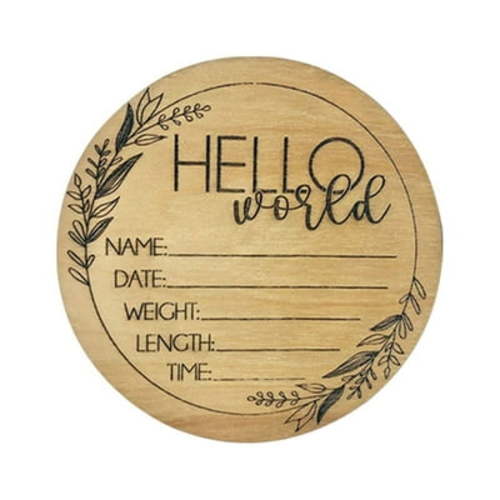 Wooden Baby Announcement Sign - 6" Hello World Newborn Sign Baby Announcement Sign - Baby Birth Announcement Sign Hospital Sign Baby Name Announcement Sign for Photo Prop Baby Shower Nursery Gift