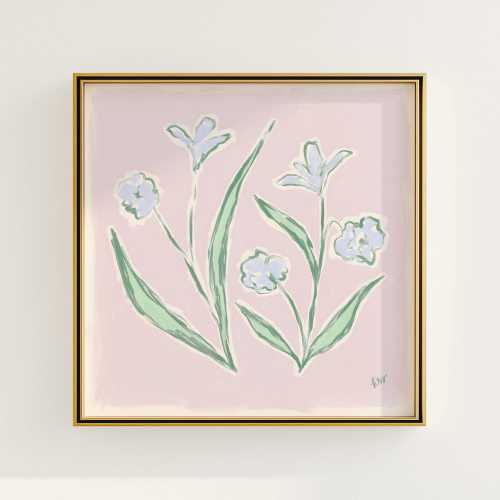 Pink & Green Floral Botanical Print | Grandmillennial Wall Decor | Modern Southern Art | Digital Download