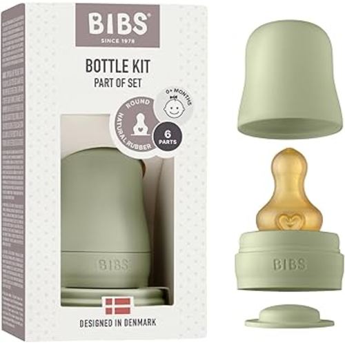 BIBS Bottle Kit - Part of Set. Mix and Match with BIBS Glass Bottles in Different Sizes, Bottle Kit Color - Part of Set, Sage