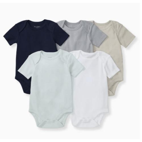 Solid Organic Cotton Short Sleeve Baby Bodysuits 5 Pack - Midnight