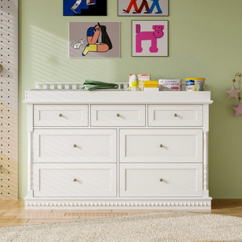 Lark Manor™ 7-Drawer White Baby Changing Table Dresser With Anti-Tip | Wayfair