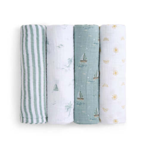 Muslin Swaddles in Sailing Seas 4 Pack | aden + anais