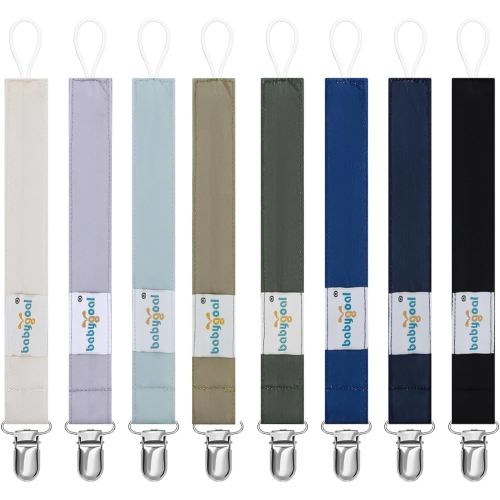Babygoal Neutral Pacifier Clips, 8 Pack Binky Paci Holder Clips for Baby Boys and Girls Fits for Most Pacifier, Binkie Styles & Baby Teethers & Toys and Gift 8MP45-B