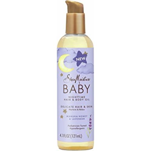SheaMoisture Baby Hair and Body Oil for Delicate Hair and Skin Manuka Honey and Lavender Nighttime Hair and Skin Care Regimen 4.1 oz