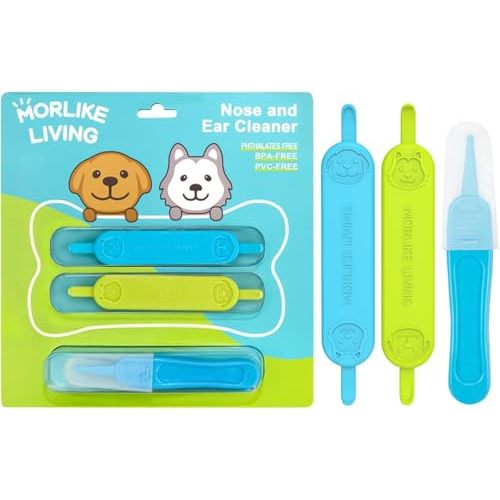 MORLIKE LIVING Baby Nose and Ear Cleaner Tool, Soft Flexible Rubber Nasal Booger Picker for Newborns and Infants, Dual Ear Wax and Snot Remover, Essential Baby Care Products