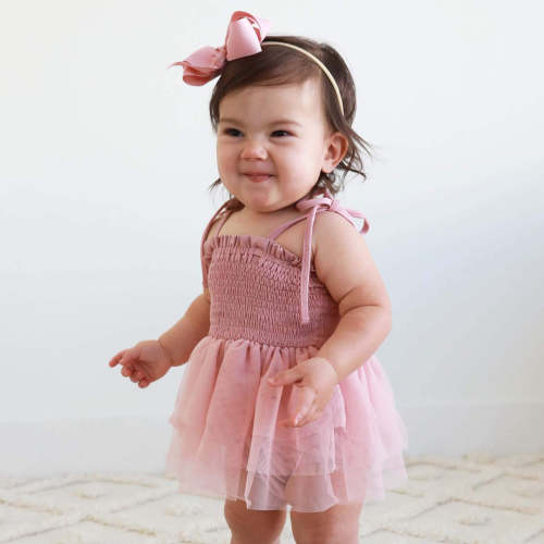 Smocked Tutu Bodysuit | Mauve