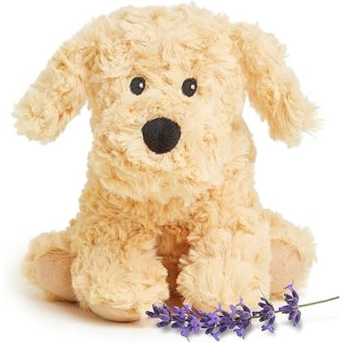 warmies Junior Microwavable & Weighted Stuffed Animals, Golden Dog - Heated Stuffed Animal Plushie for Warmth & Comfort - Cute Soft Plush Toys for Adults & Children (Boys, Girls, Babies & Toddlers)