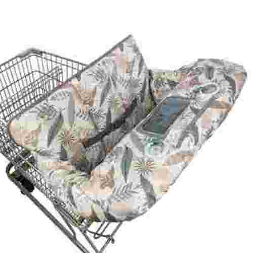 DODO NICI 2 in 1 Shopping Cart cover and High Chair Cover for Babies, with Clear Phone Pouch and Detachable Toy, Foldable, Machine Washable, Leaves