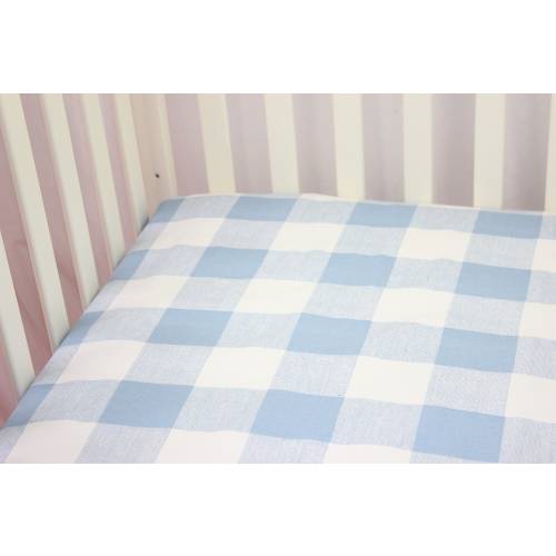 Fitted Crib Sheet / Mini Crib Sheet / Pack N Play - Blue Buffalo Check