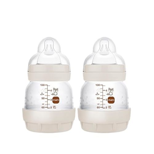 MAM Easy Start Anti-Colic Baby Bottles, Extra Slow Flow, Breastfeeding-Like Silicone Nipple Bottle, Reduces Colic, Gas, & Reflux, Easy-to-Clean, BPA-Free, Vented Baby Bottles for Newborns, 0-3 Months