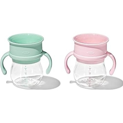 OXO Tot Transitions 360 Cup 6 oz. with Handles - Opal and Blossom - 2 Pack