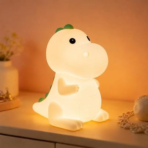 Kids Night Light Dinosaur Bedside Touch Lamp Dimmable with 7 Color Changing