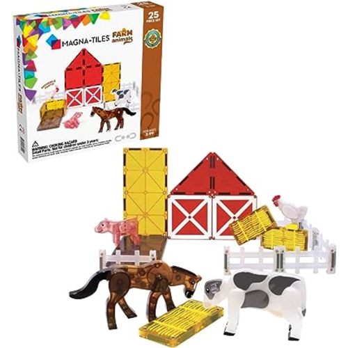 MAGNA-TILES Farm Animals 25-Piece Magnetic Construction Set, The ORIGINAL Magnetic Building Brand