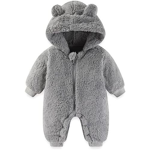 Newborn Baby Bear Outfit Suit Girls Boys Fleece Jumpsuit Romper Hooded Winter Snowsuit Clothes