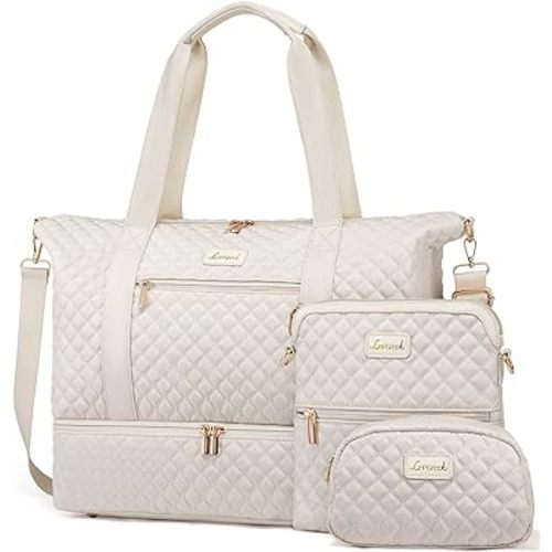 LOVEVOOK Travel Weekender Bag for Women, Duffle Bag with Shoe Compartment, Gym Duffel Bag with Makeup Bag
