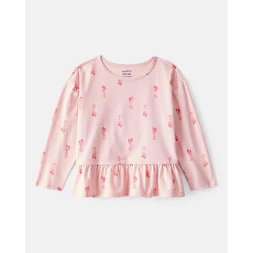 Toddler Girl Ballet Slippers Long-Sleeve Peplum Top - Pink - Carter's | Carter's