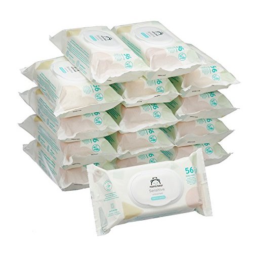 Amazon Brand - Mama Bear Sensitive Unscented baby wipes- Pack of 15 (Total 840 wipes)