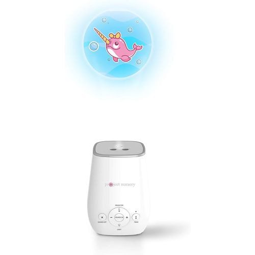 Project Nursery Portable and Table Top Sleep Soother, White Noise Sound Machine and Night Light, 4-in-1 Sound Soother with Projector, Nightlight and Timer