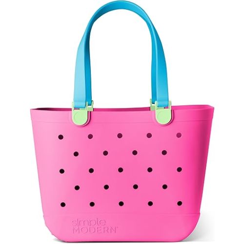 Simple Modern Beach Bag Rubber Tote | Waterproof Extra-Large Tote Bag with Zipper Pocket for Beach, Pool Boat, Groceries, Sports | Getaway Bag Collection | 80s Mix