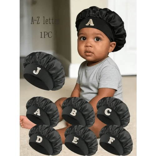 1PC Baby Sleep Cap for 1-3 Years, Soft Stretch Silk-Like Bonnet, Black Color, Comfortable Hair Protection Hat - TikTok Shop