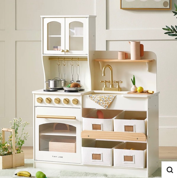 Tiny Land® Wooden Play Kitchen with Storage for Creative Toddlers