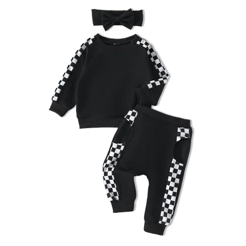 AMAWMW Infant Baby Girl Clothes Long Sleeve Loose Sweatshirts Pockets Pants Headband Outfits Fall Winter Spring Gift
