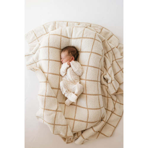 Golden Grid | Plush Blanket