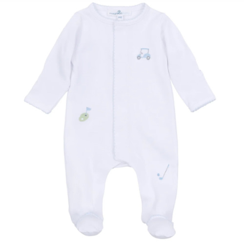 Tiny Tee Time Embroidered Footie - Light Blue